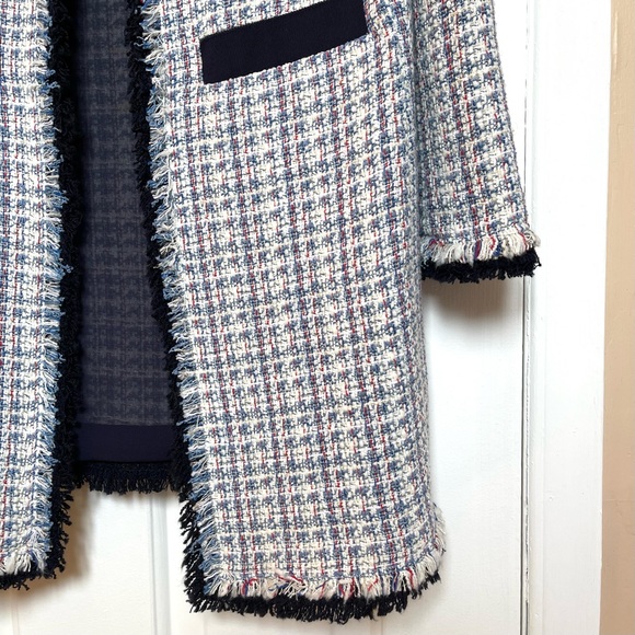 PINKO Made in Italy Long Tweed Jacket Blue & White - Picture 6 of 16